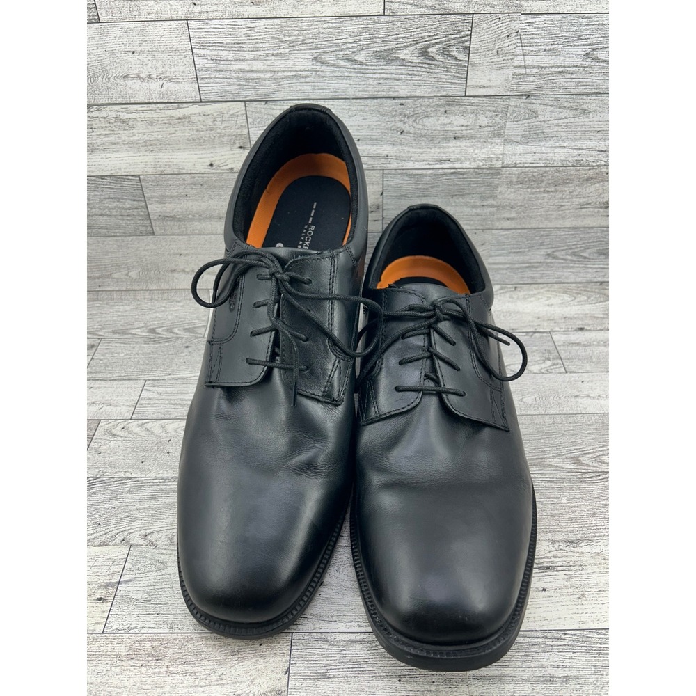 Rockport Men Size 15M Black Leather Hydro-Shield Waterproof Derby Shoes V76115